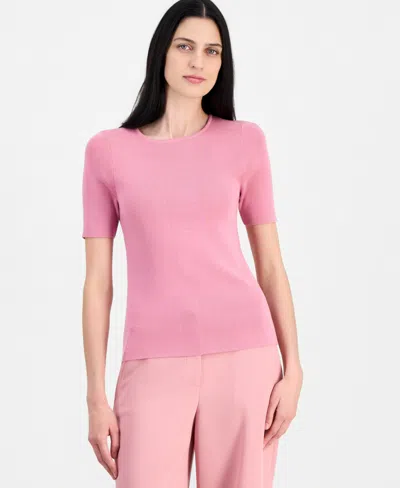 Tahari Asl Women's Short-sleeve Sweater T-shirt In Pink