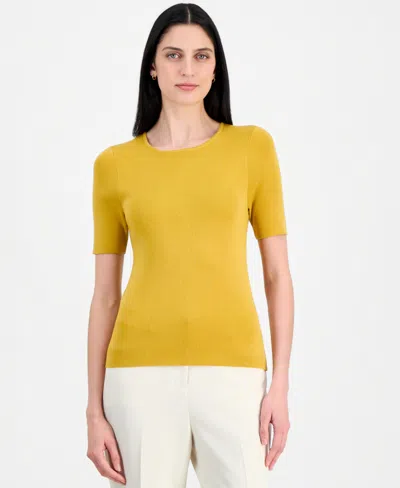 Tahari Asl Women's Short-sleeve Sweater T-shirt In Yellow