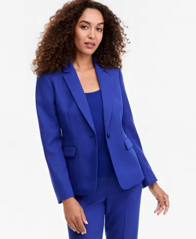 Tahari Asl Women's Shoulder-padded Peak-lapel Blazer In Blue