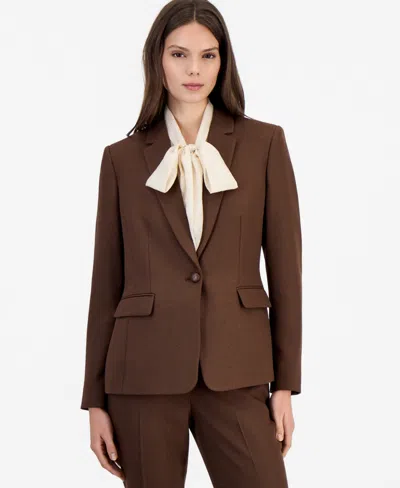Tahari Asl Women's Shoulder-padded Peak-lapel Blazer In Brown