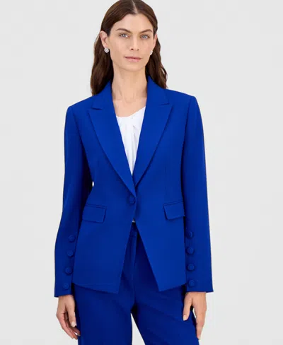 Tahari Asl Women's Single-button Peak-lapel Blazer In Blue