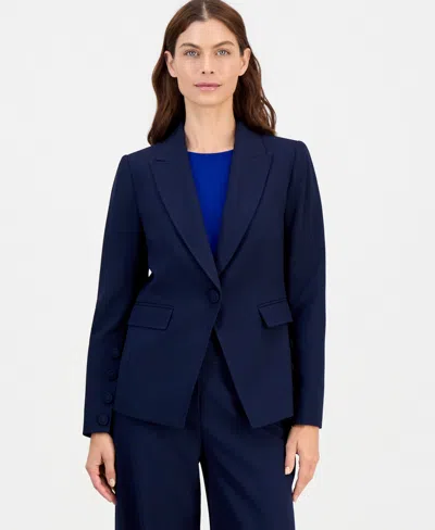 Tahari Asl Women's Single-button Peak-lapel Blazer In Blue