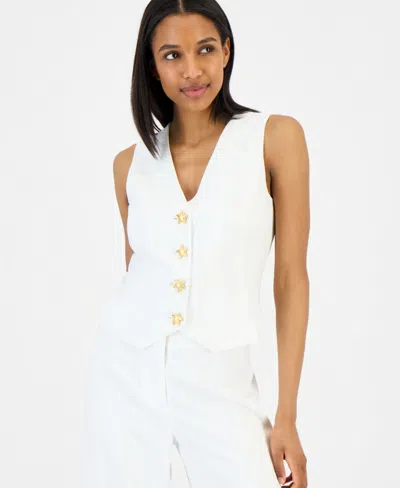 Tahari Asl Women's Starfish-button Vest In White