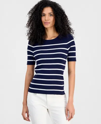Tahari Asl Women's Striped Sweater T-shirt In Blue