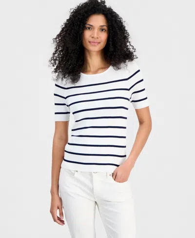 Tahari Asl Women's Striped Sweater T-shirt In White