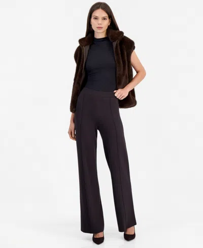 Tahari Asl Women's Sweater Knit Wide-leg Pull-on Pants In Purple
