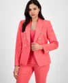 Tahari Asl Double Breasted Twill Blazer In Sunset