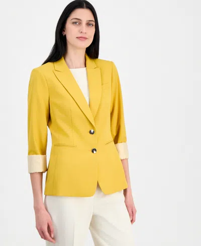 Tahari Asl Women's Two-button Peak-lapel Blazer In Yellow