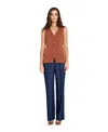 Tahari Asl Women's V-neck Button-up Sweater Vest In Brown