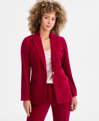 Tahari Asl Women's Velvet Single-button Blazer In Multi