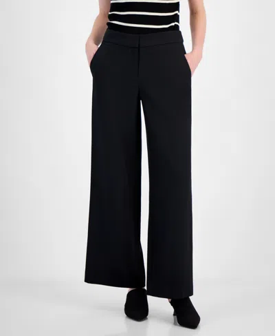 Tahari Asl Women's Wide-leg Mid-rise Pants In Black