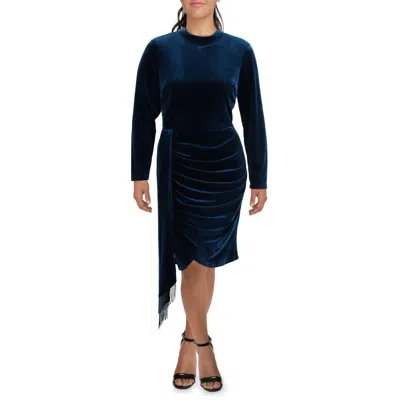 Tahari Asl Womens Beaded Knee Length Shift Dress In Blue