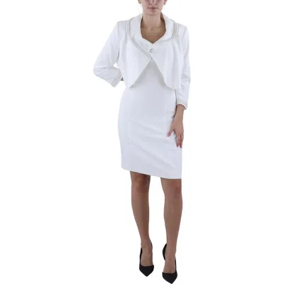 Tahari Asl Womens Beaded Knit One-button Suit