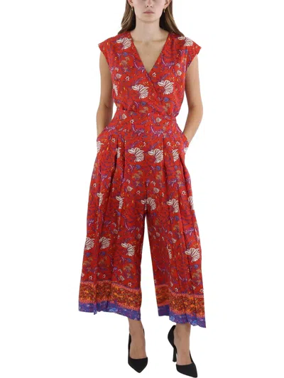 Tahari Asl Plus Womens Printed Polyester Jumpsuit In Multi