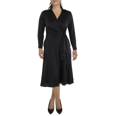 Tahari Asl Womens Causal Silk Midi Dress