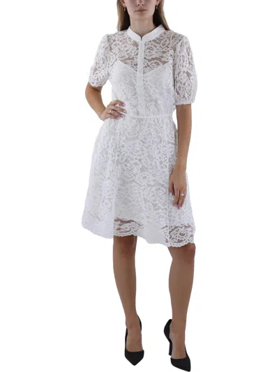 Tahari Asl Womens Collarless Knee Length Shirtdress In Multi