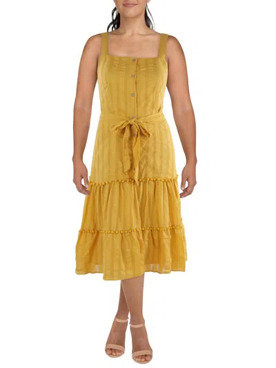 Tahari Asl Womens Daytime Midi Sundress In Yellow