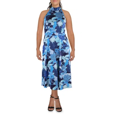 Tahari Asl Womens Floral Print Tie-neck Halter Dress In Multi