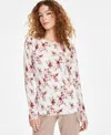 Tahari Asl Womens Fortuny Pleated Long-sleeve Top In Ivory Clay