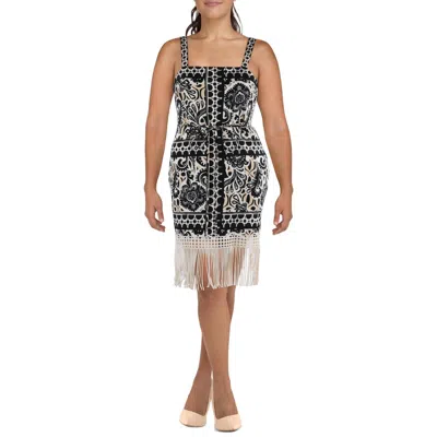 Tahari Asl Womens Fringe Knee-length Sheath Dress In Multi