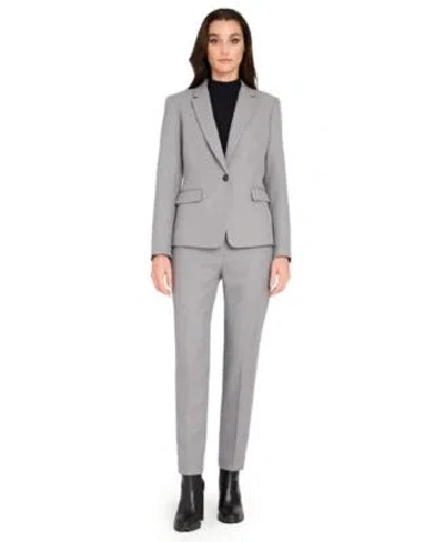 Tahari Asl Womens Herringbone Peak Lapel Blazer Mid Rise Pants In Purple