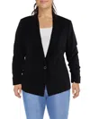Tahari Asl Womens Knit Long Sleeves One-button Blazer In Black