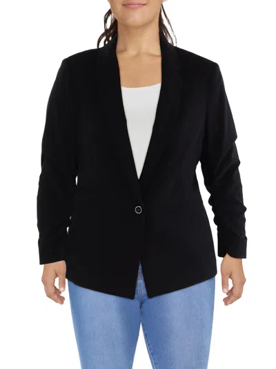 Tahari Asl Womens Knit Long Sleeves One-button Blazer In Black