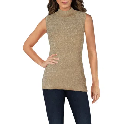 Tahari Asl Womens Metallic Knit Mock Turtleneck Sweater