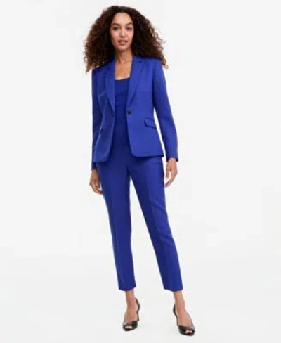 Tahari Asl Womens Notch Lapel Single Button Blazer Scoop Neck Sweater Tank Top Classic Mid Rise Straight Leg Pa In Walnut