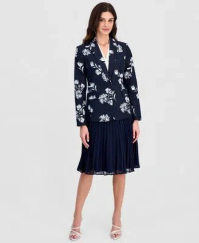 Tahari Asl Womens Printed One Button Blazer In Multi