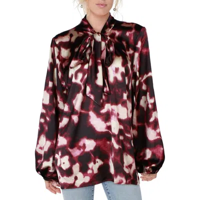 Tahari Asl Womens Printed Satin Blouse