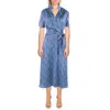 Tahari Asl Womens Printed Satin Midi Dress In Blue