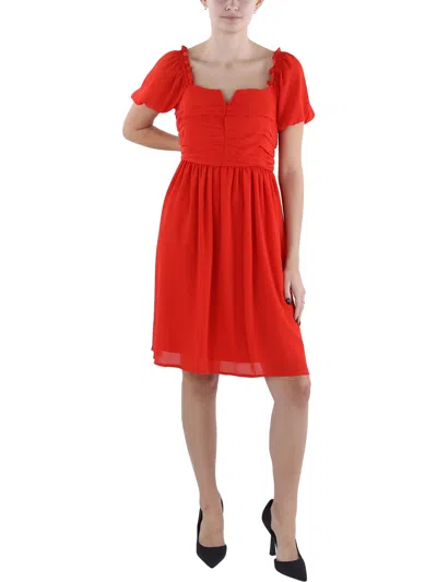 Tahari Asl Womens Puff Sleeve Short Mini Dress In Red