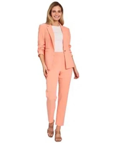 Tahari Asl Ruched Sleeve Blazer In Salmon