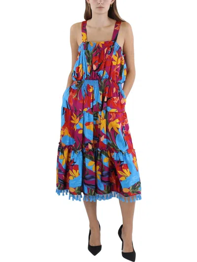 Tahari Asl Womens Satin Knee-length Sundress In Pink