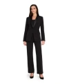 Tahari Asl Womens Satin Tuxedo Jacket Square Neck Corset Top Flare Leg Mid Rise Pants In Black