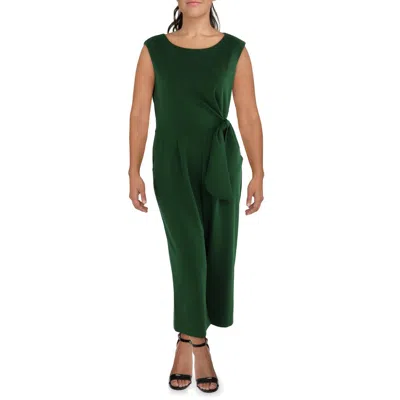 Tahari Asl Womens Side Tie Scoop Neck Jumpsuit In Green