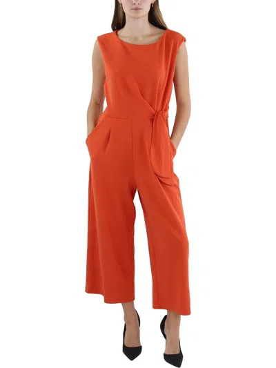 Tahari Asl Womens Side Tie Scoop Neck Jumpsuit In Multi