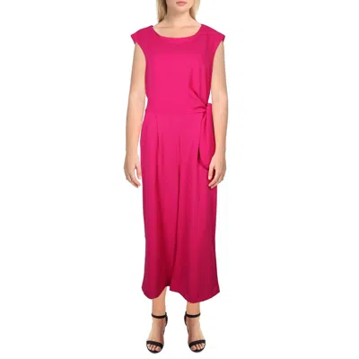 Tahari Asl Womens Side Tie Scoop Neck Jumpsuit In Pink