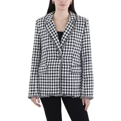 Tahari Asl Womens Tweed Houndstooth One-button Blazer