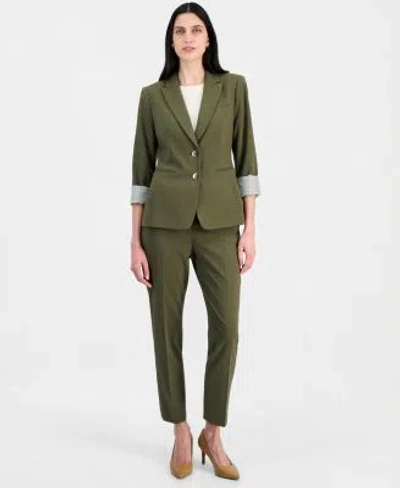 Tahari Asl Womens Two Button Peak Lapel Blazer Shannon Pant In Green