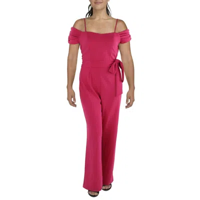 Tahari Asl Womens Wide Leg Off The Shoulder Jumpsuit In Pink