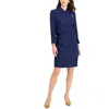 Tahari Asl Side Bar Dress Suit In Blue