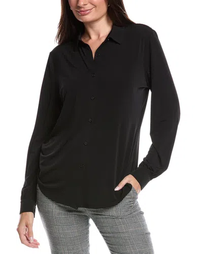 Tahari Asl Woven Top In Black