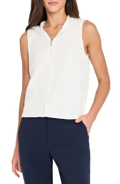 Tahari Asl Zip-up Hooded Sweater Vest In White