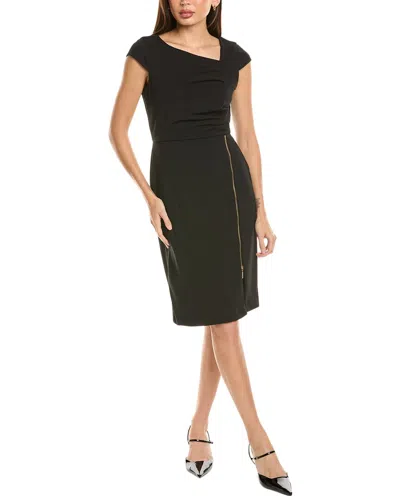 Tahari Asl Zipper Detail Sheath Dress In Black