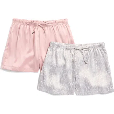 Tahari Assorted 2-pack Satin Drawstring Shorts In Gray