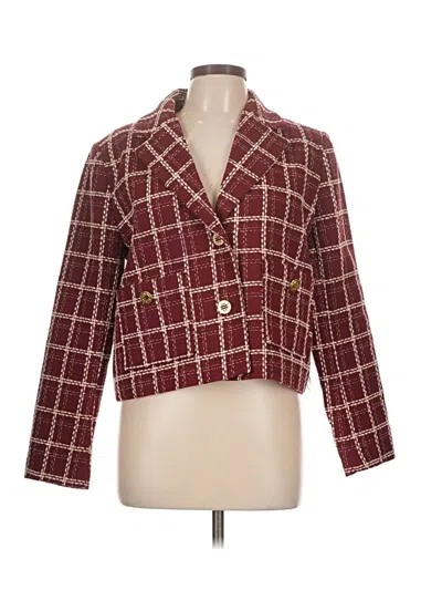 Pre-owned Tahari Blazer Jacket In Burgundy