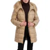 Tahari Brie Faux Fur Puffer Coat In Brown
