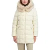 Tahari Brie Faux Fur Puffer Coat In White